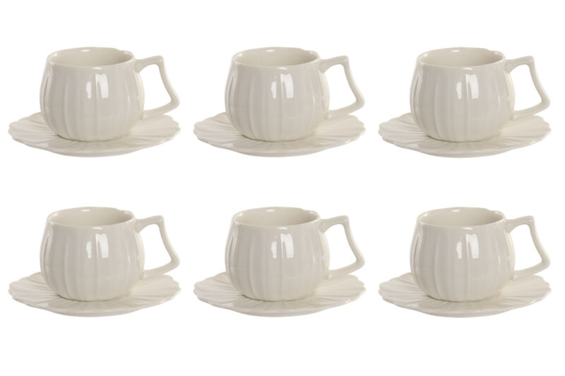 JUEGO DE CAFE 6 TAZAS PORCELANA BLANCO