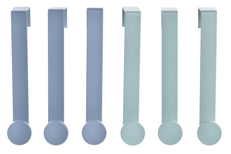 PERCHERO COLGANTE DE PUERTA SET 3 METAL AZUL 2X5X17