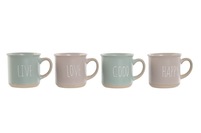 SET 4 TAZAS GRES PASTEL 355ML