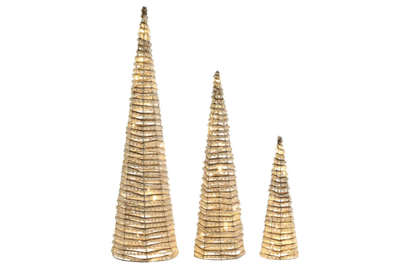 ARBOL NAVIDAD CONO LUZ LED SET 3 LED RATAN