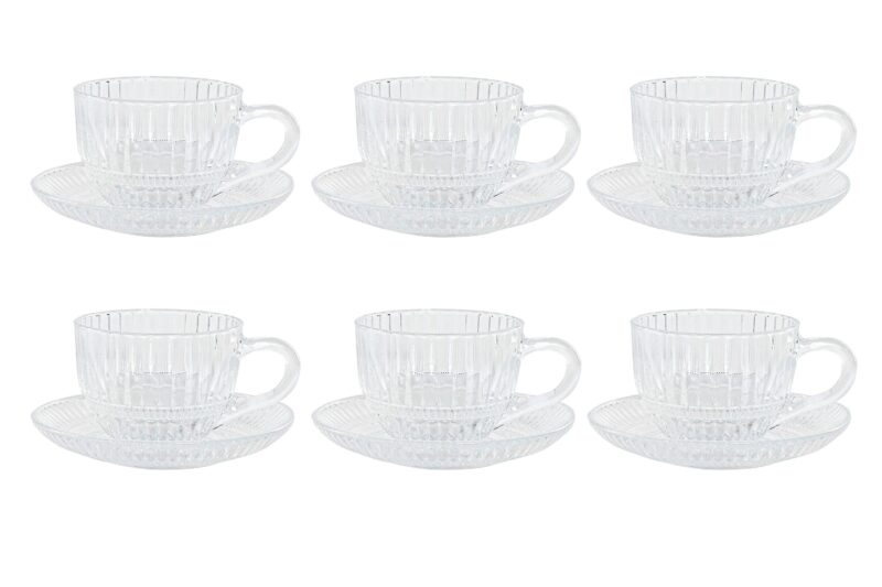 JUEGO DE CAFE CRISTAL LINEA RAYADO 6 TAZAS